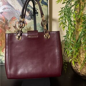 Michael Kors Burgundy Clutch with Gold Accents
